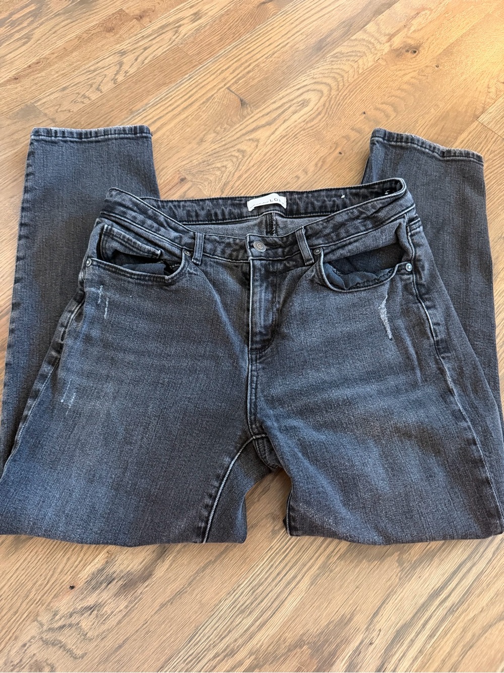 LOFT Gray Washed Denim Jeans